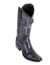  Los Altos Boots Mens Lizard Teju European Toe Black Cowboy Boots