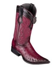  Los Altos Boots Ostrich Faded Burgundy Pointed Toe Cowboy Boots - Botas De Avestruz