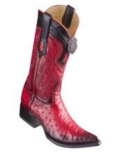  Los Altos Boots Ostrich Faded Red Pointed Toe Cowboy Boots - Botas