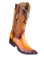  Los Altos Boots Ostrich Faded Buttercup Pointed Toe Cowboy Boots - Botas De Avestruz