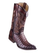  Los Altos Boots Caiman Tail Faded Brown Pointed Toe Cowboy Boots