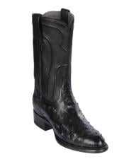  Los Altos Boots Mens Ostrich Roper Western Boots Black