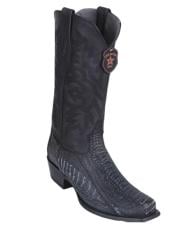  Los Altos Boots Mens Sanded Black Ostrich Leg Square 7-Toe Cowboy Boots