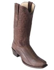  Los Altos Boots Mens Brown Ostrich Leg Square 7-Toe Cowboy Boots -