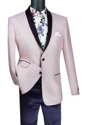  Style#-B6362 Mens Suit 2 Button and Metallic Stripe Sport Coat Pink Color