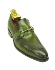  Mens Green Dress Shoes Mens Carrucci Signature Buckle Stylish Dress Loafer Olive
