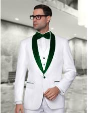  Green Wedding Suit White and Green Lapel Suit - Tuxedo Vested 3