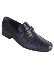  Mens Navy Genuine Caiman Belly and Lizard Slip On By Los Altos