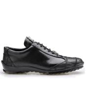  Mens Sneaker Black Ostrich and Calfskin Leather