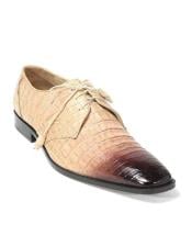  Mens Los Altos Taupe 2 Tone Genuine Caiman Belly Lace Up