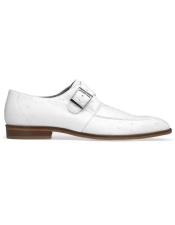  Mens Belvedere White Shoes-Mens Buckle Dress Shoes