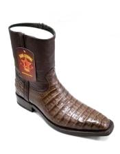  Mens Dress Ankle Boots Los Altos Boots Short Cowboy Boot - Western Ankle Boots Exotic Skin + Brown