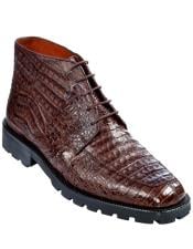  Mens Dress Ankle Boots Los Altos Boots Short Cowboy Boot - Western Ankle Boots Exotic Skin + Brown