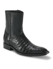 Mens Dress Ankle Boots Los Altos Boots Short Cowboy Boot - Western Ankle Boots Exotic Skin + Black