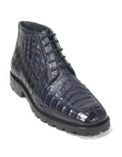  Mens Dress Ankle Boots Los Altos Boots Short Cowboy Boot - Western Ankle Boots Exotic Skin + Navy