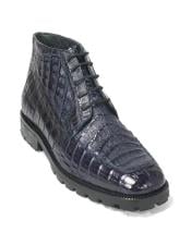  Mens Dress Ankle Boots Los Altos Boots Short Cowboy Boot - Western Ankle Boots Exotic Skin + Navy
