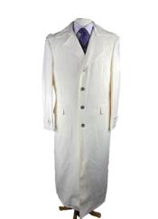  Mens White Duster Full Length Trench Coat For Men - White Coat