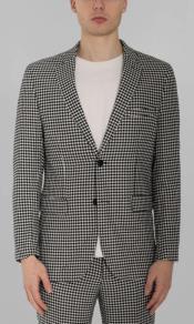  Black And White Checkered Suit - Gray Checkered Texture Houndstooth Six Button