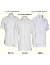  Mens White Short Sleeve 1-Pocket Shirt