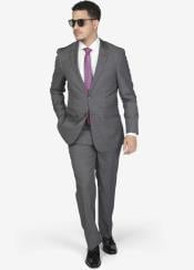  Mens Slim Fit Suit - Fitted Suit - Skinny Suit Mens Charcoal Grey Windowpane 2-button single breast jacket