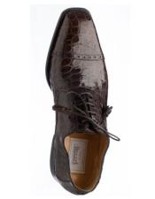  Mens Ferrini Brand Shoe Mens Brown Color Italian Alligator Cap Toe Oxford Style Shoes