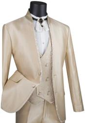  Champagne Suit Mens Beige Slim Fit Prom Suit Paisley Vest