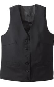  WoMens V-neckline Vest 6 Buttons - Black