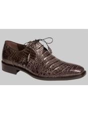  Mezlan Anderson Gray Genuine Crocodile Skin Plain Toe Lace Up Style Shoes