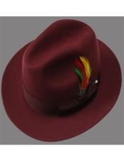  Untouchable Hat - Fedora Mens Hat Burgundy - Wool