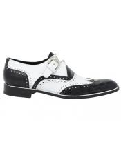  Mauri Alligator Shoes Italian Calfskin Leather Shoe Black ~ White