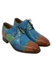  Mauri Alligator Leather Blue Green and Salmon Shoes