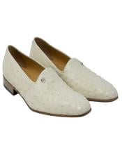  Mauri Ostrich Skin Loafer Shoes White