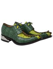  Mauri Exotic Skin Shoes Green and Yellow