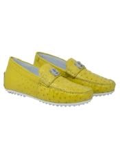  Mauri Ostrich Skin Driving Shoes Yellow