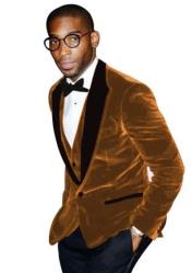  Light Brown Tuxedo - Velvet Fabric Dinner Jacket - Mens Blazer With