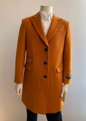  Mens Orange Overcoat - Three Quarter Topcoat