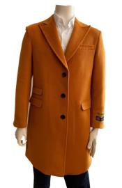  Mens Overcoat - Three Quarter Car coat + Orange 