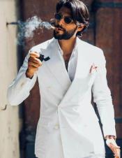 White Suit - Double Breasted Suit - Mens Linen Suit