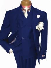  Mens Two Button Single Breasted Notch Lapel Suit Royal Blue