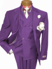  Mens Two Button Single Breasted Notch Lapel Suit Purple