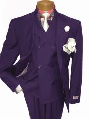  Mens Two Button Single Breasted Notch Lapel Suit Plum