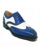  1920s Shoes - Gangster Shoes - Spectator Dress Shoes For Men Blue-White