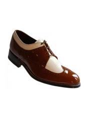  1920s Shoes - Gangster Shoes - Spectator Dress Shoes For Men Brown-White