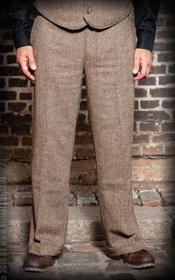  Mens Herringbone Wool Pants - Tweed Flat Pants