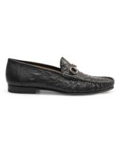  Mens Mezlan Classic Exotic Moccasin Shoes Black