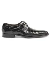  Mens Genuine Crocodile Classic Exotic Monk Strap Shoes Black