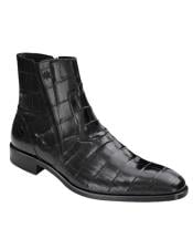  Mens Mezlan Stunning Genuine Alligator Plain-Toe Dress Zipper Boot Black