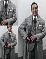  Houndstooth Overcoat - Black and White Checker And Cashmere Fabric Topcoat By Alberto Nardoni