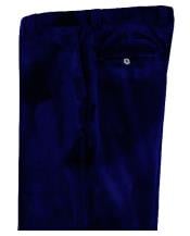  Mens Dark Navy Blue Velvet Pants Flat Front Unhemmed Unfinished Bottom