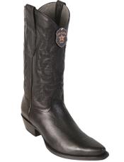  Mens Los Altos Snip Toe Deer Leather Boots Black Deerskin Boots -